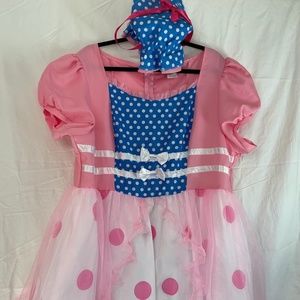 Little Bo Peep Halloween Costume Dress with Bonnet